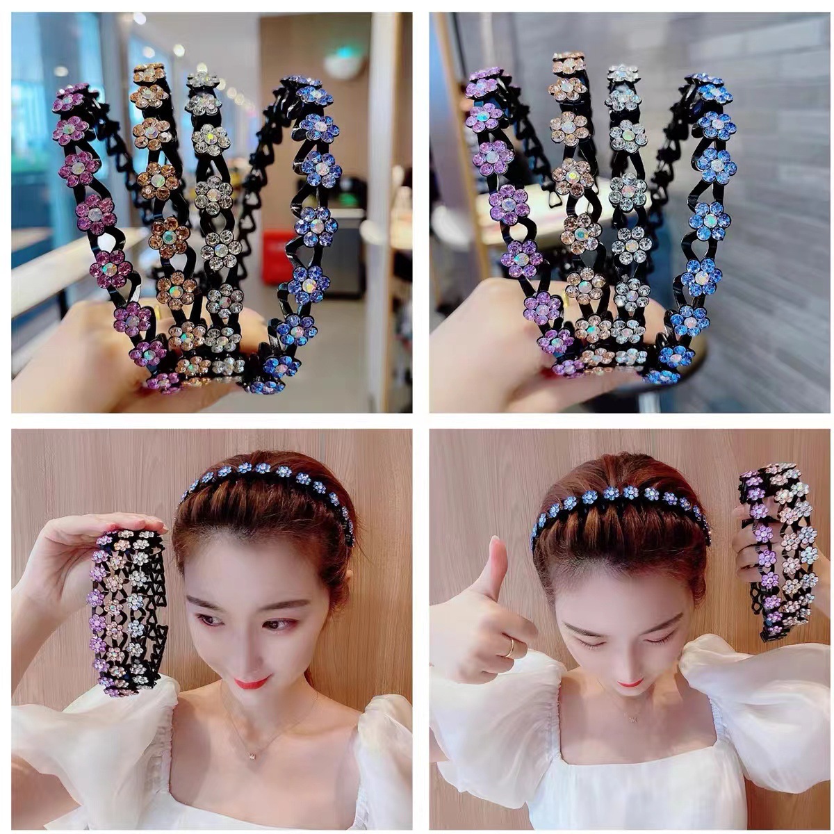Women Accessories Sale - Serre-tête tressé en perles avec strass