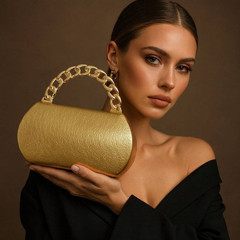 Wallet Chain Bag - Luxe or métal boucle boîte pochette