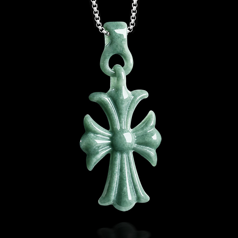 Women'S Accessories Jewelry - Collier pendentif croix en jadéite birmane