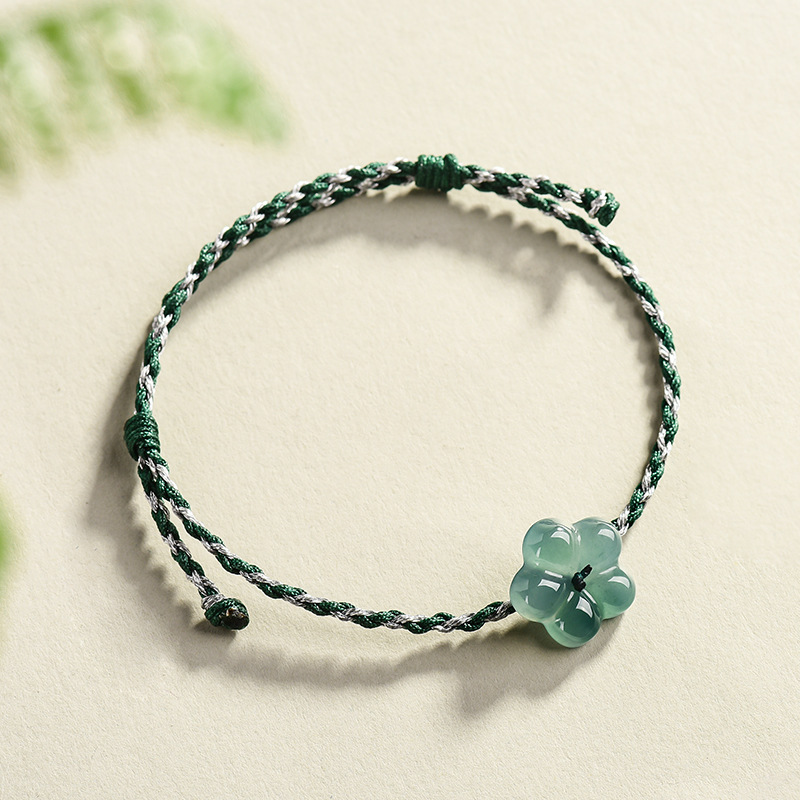 Women Accessories Bracelet - Bracelet à fleurs en jadéite birmane,