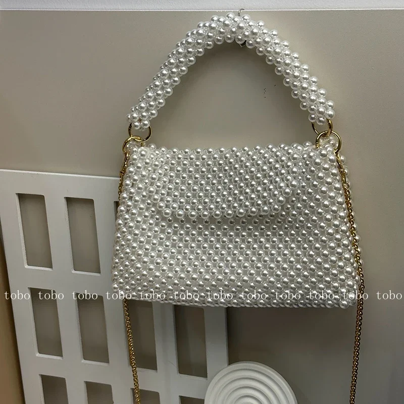 Ins smile latives Pearl Bead P - Wallet Chain Bag avis et prix