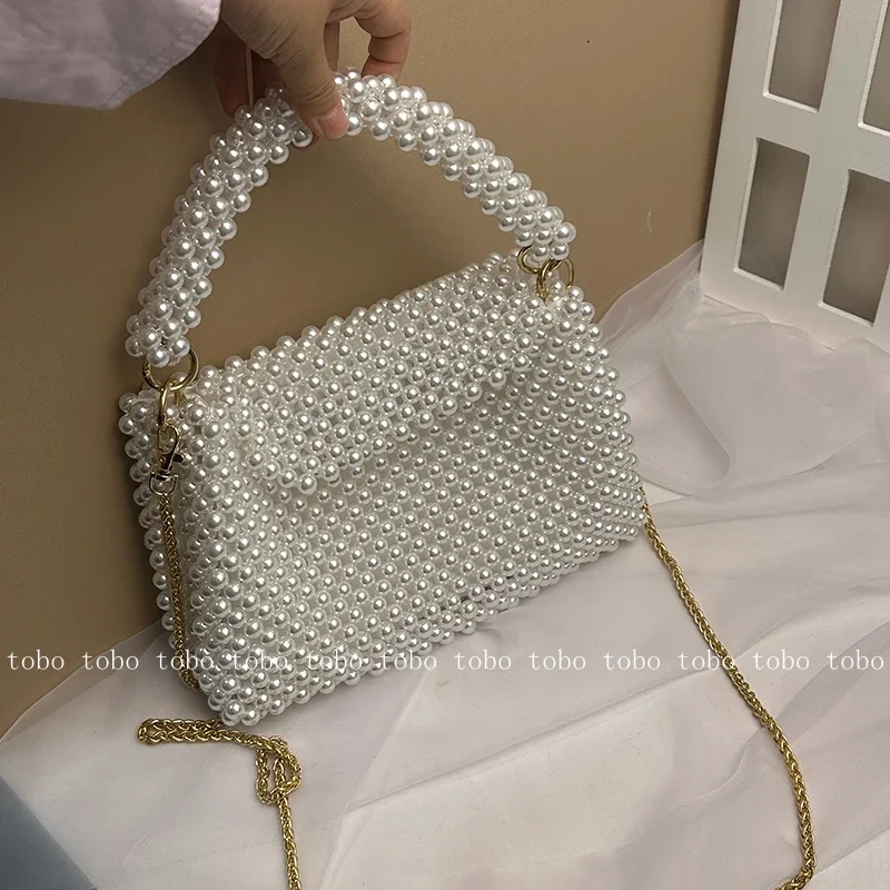 Ins smile latives Pearl Bead P - Wallet Chain Bag avis et prix