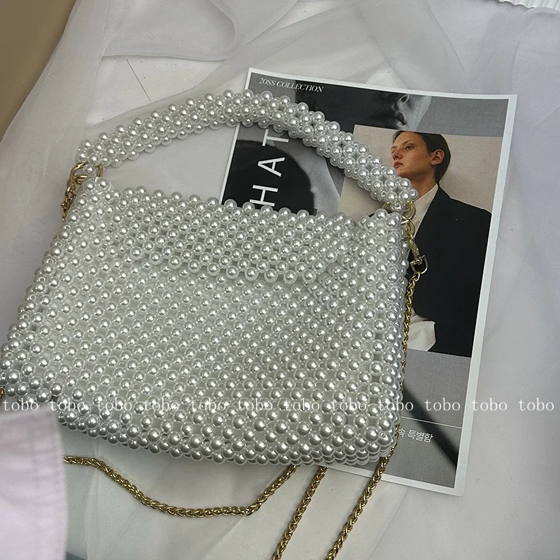 Ins smile latives Pearl Bead P - Wallet Chain Bag avis et prix