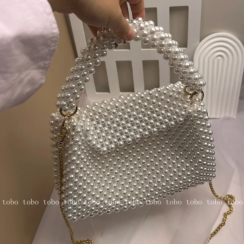 Ins smile latives Pearl Bead P - Wallet Chain Bag avis et prix